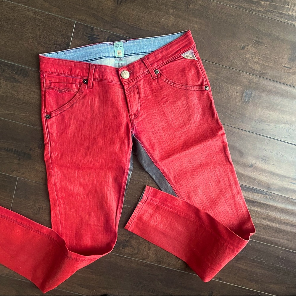Replay Blue jeans Italy denim Red jeans